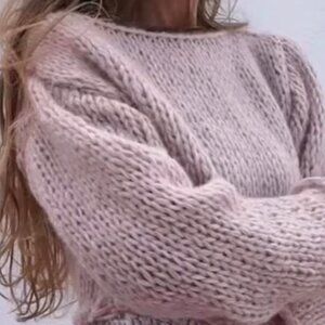 NWT Berretti Italy Luxury Mauve With Silver Threads Dolman Sleeve Knit Sweater